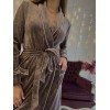 Женский халат велюровый с кантом Camelia Мокко
